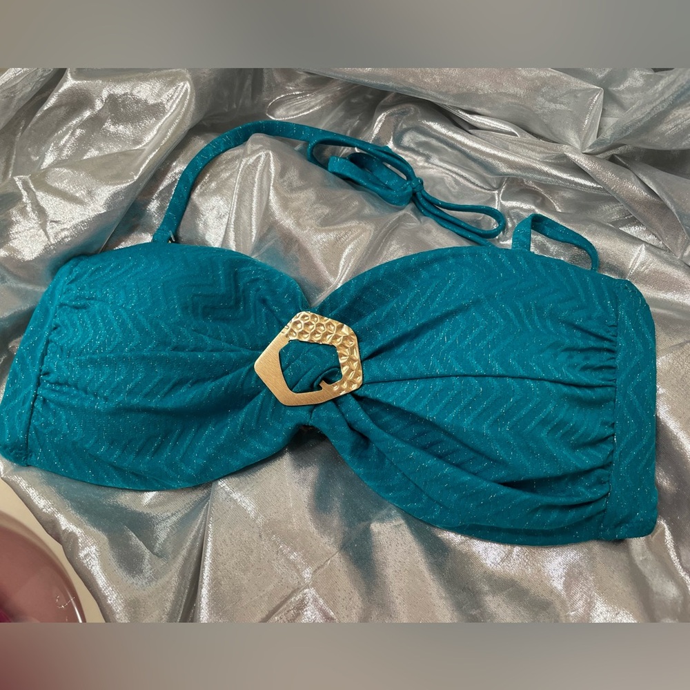 Trina Turk Swim Top Bikini Top Turquoise ๐๏ธ NWT ๐๏ธ Size 12 ๐๏ธ - Picture 7 of 8